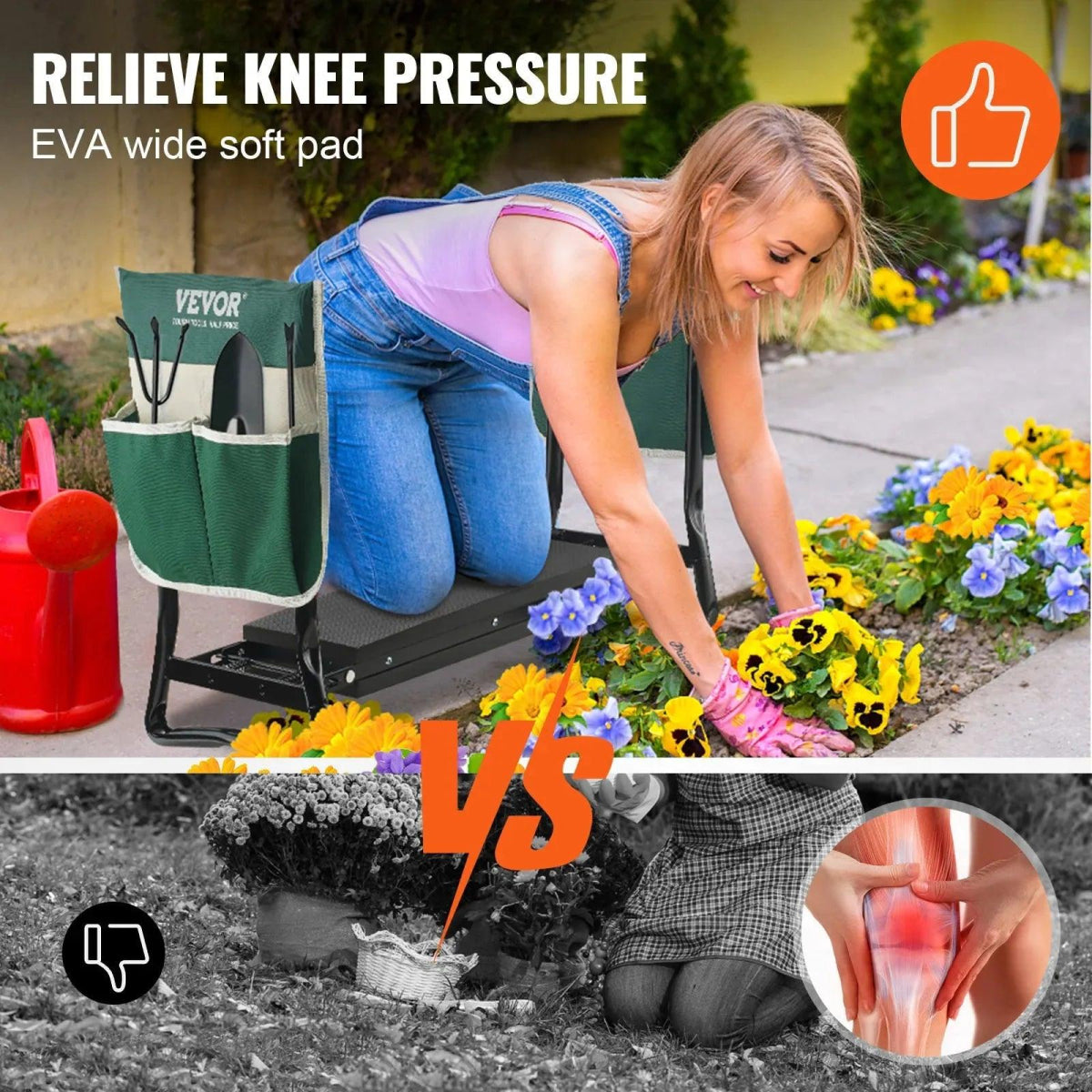 VEVOR Garden Kneeler and Seat 330 lbs Load Capacity 8/10" - Purovolution