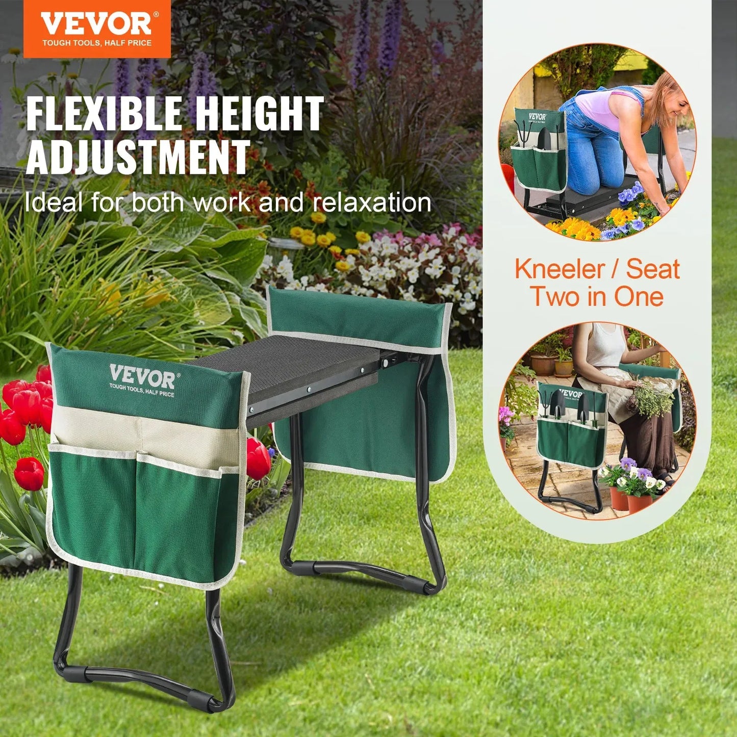 VEVOR Garden Kneeler and Seat 330 lbs Load Capacity 8/10"